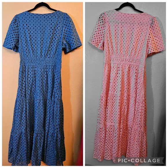 Zesica V-Neck Hollow Out Eyelet Ruffle Swing A-Line Dress Size Large NWT - Picture 7 of 15